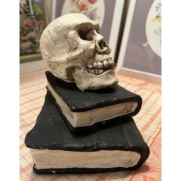 Celebrate It Halloween Skull & Books Hexes/Spells/Toxins/Poisons Table Top Decor - Picture 2 of 6
